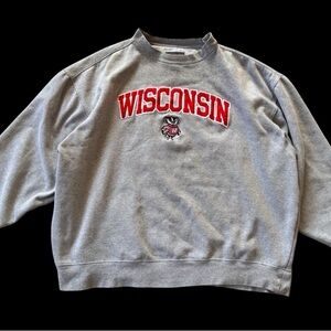 Vintage Wisconsin Badgers Jansport Crewneck Sweatshirt XXL Gray Embroidered